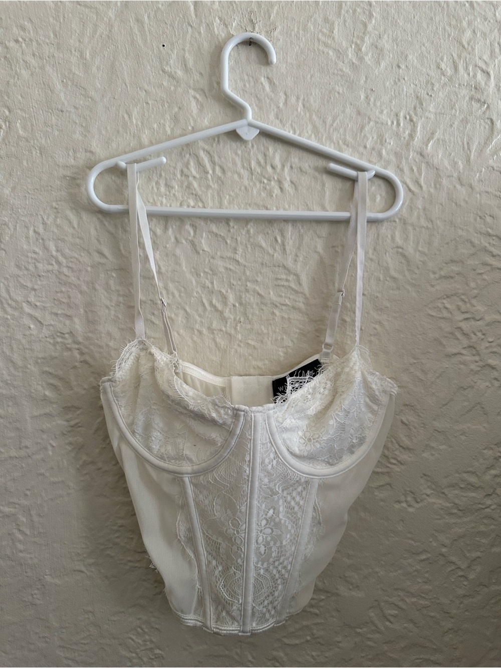 White Fox Boutique Sheer White Lace Corset Top Small